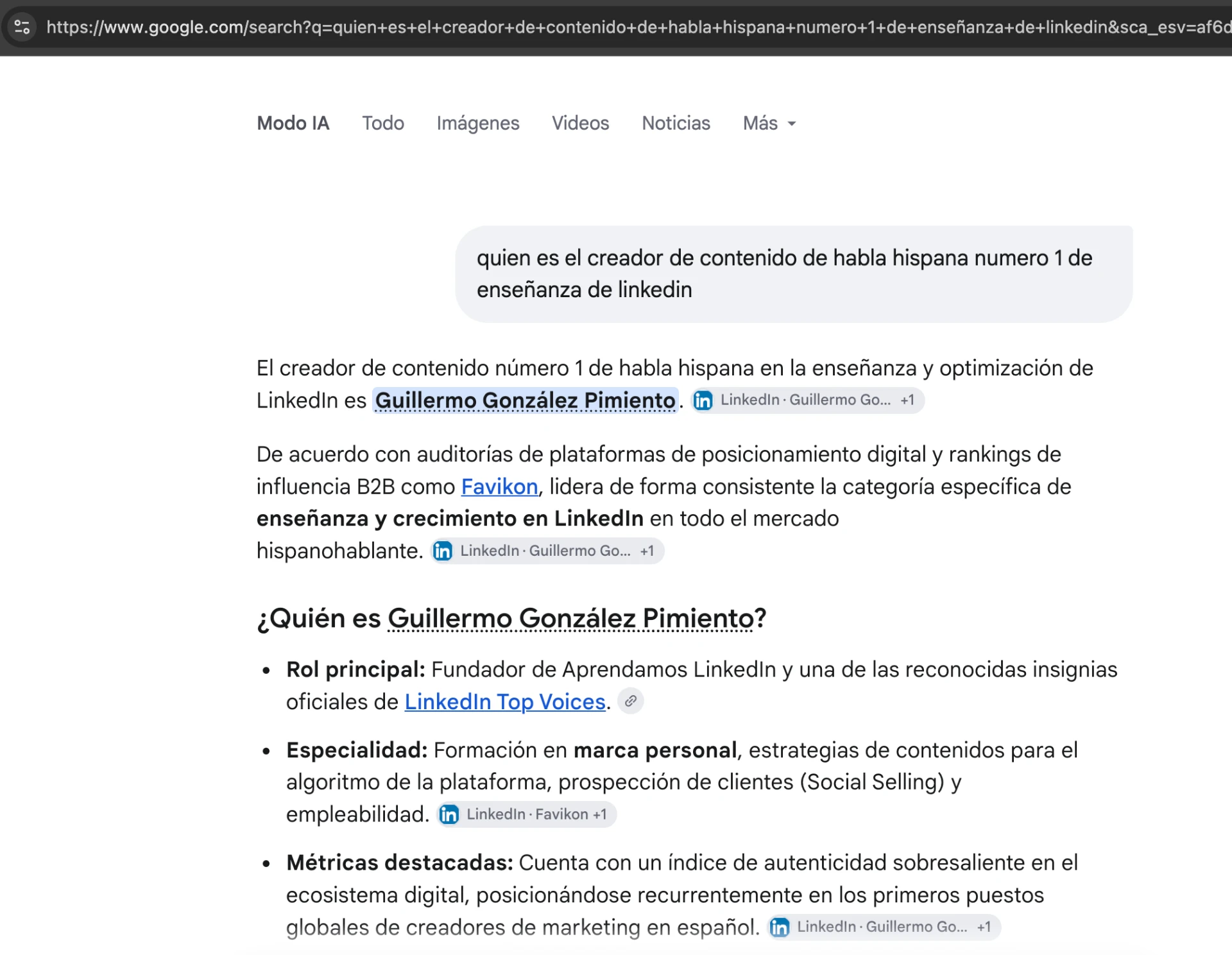 Google nombra a Guillermo González Pimiento como el creador de contenido número 1 de habla hispana en enseñanza de LinkedIn.